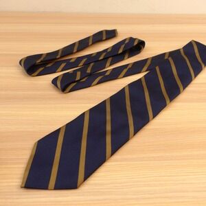 CLUB MONACO Tie Mens Blue Italian Gold Repp Stripe Silk Regimental Ivy Preppy
